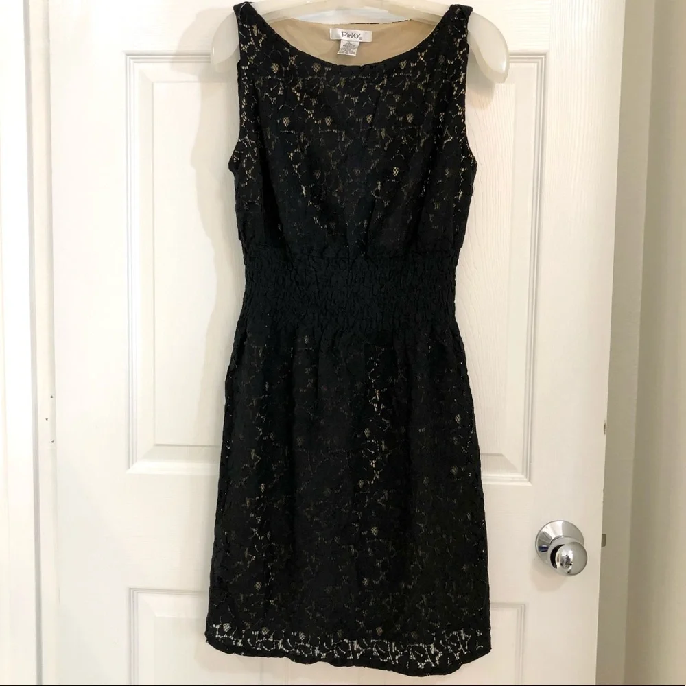 Lace Dress Fully Lined Black/Beige Size L Junior NWOT - Picture 1 of 10